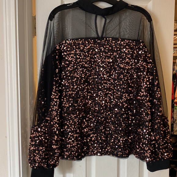 GORGEOUS Shein Plus Sheer Mesh  Rose Gold Sequin Top NWOT - Picture 6 of 7